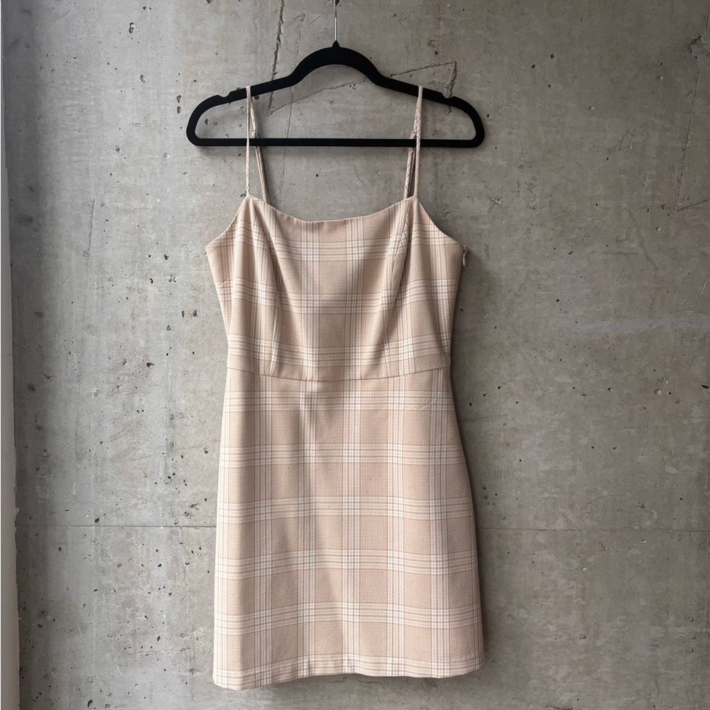Wilfred Beige Plaid Mini Dress